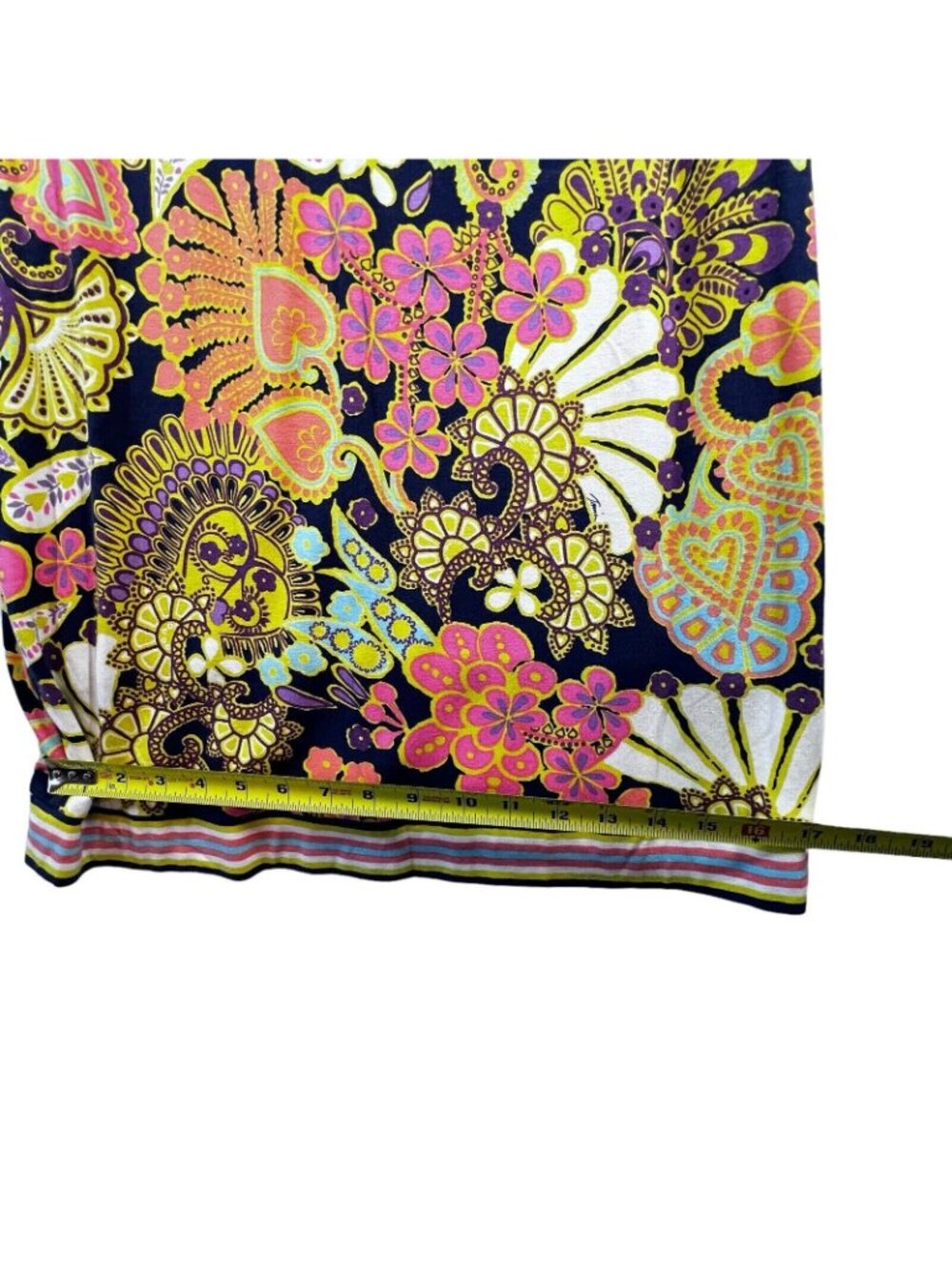 Trina Turk Floral Paisley Shift Dress 6 Hippie Boho Kaleidoscope Lined Keyhole - Picture 10 of 12